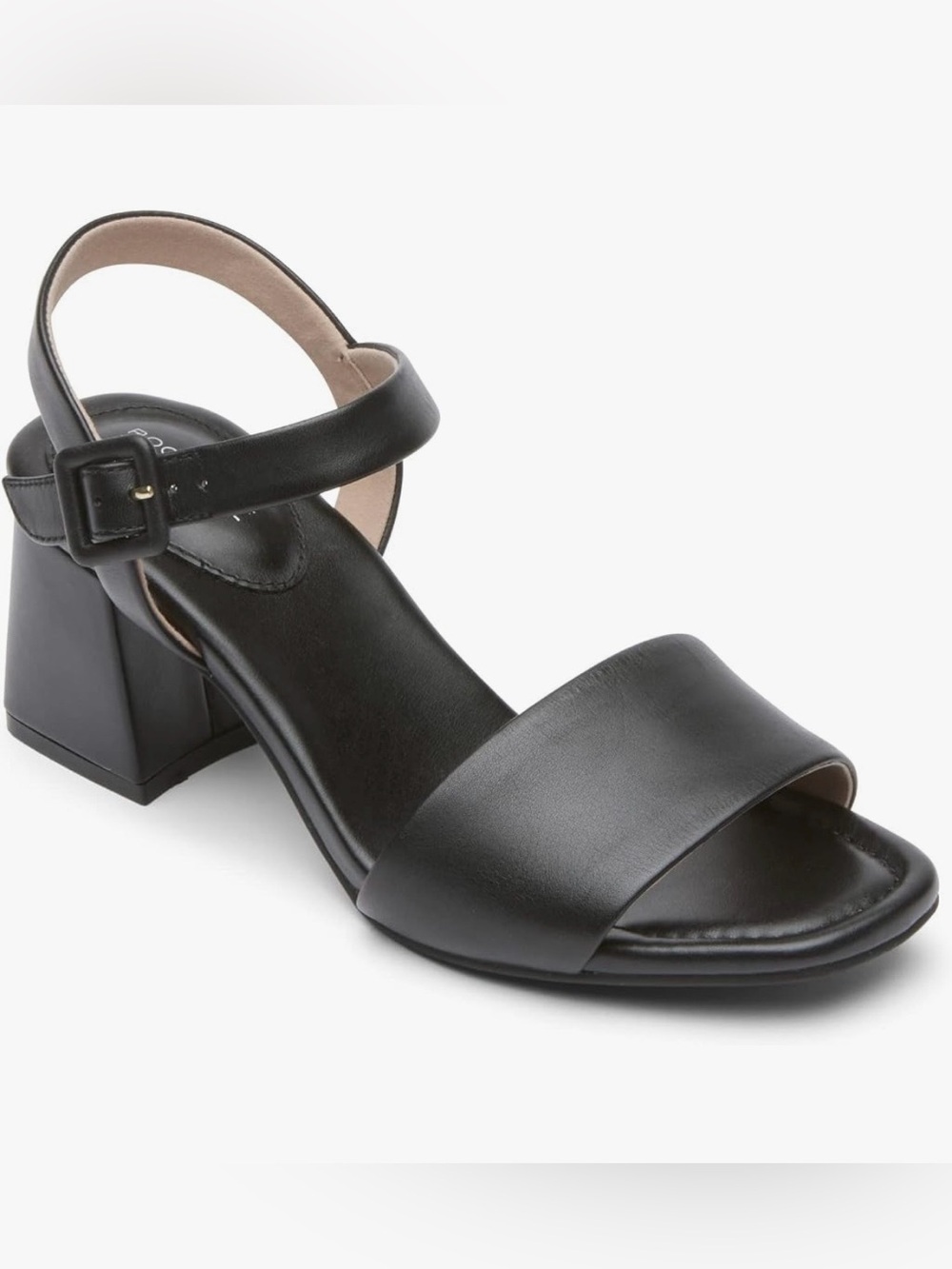 Rockport Women's Farrah 2 Strap Block Heel Sandal Black 7 M US